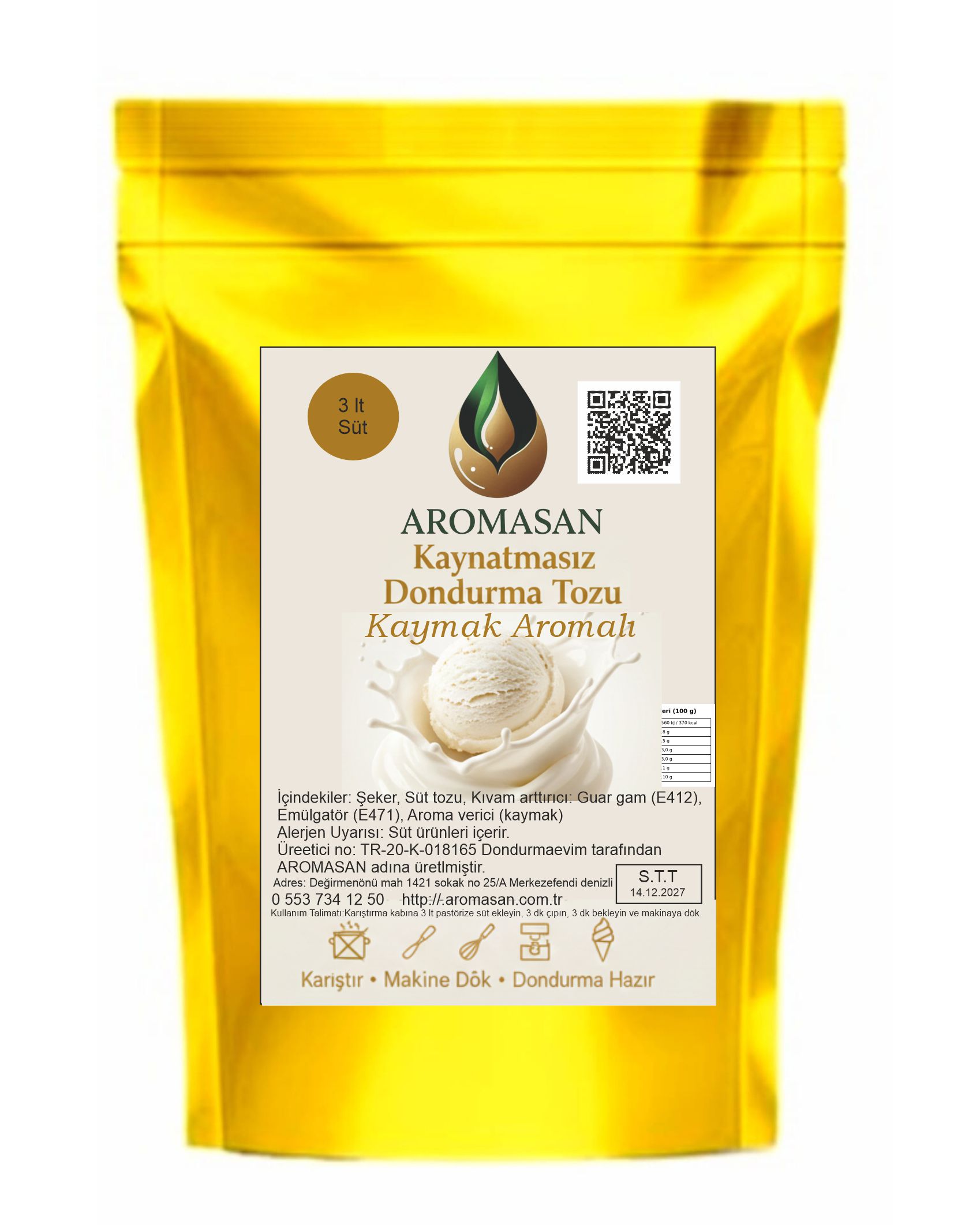 Kaynatmasız kaymak aromalı dondurma tozu 800gr ürün görseli