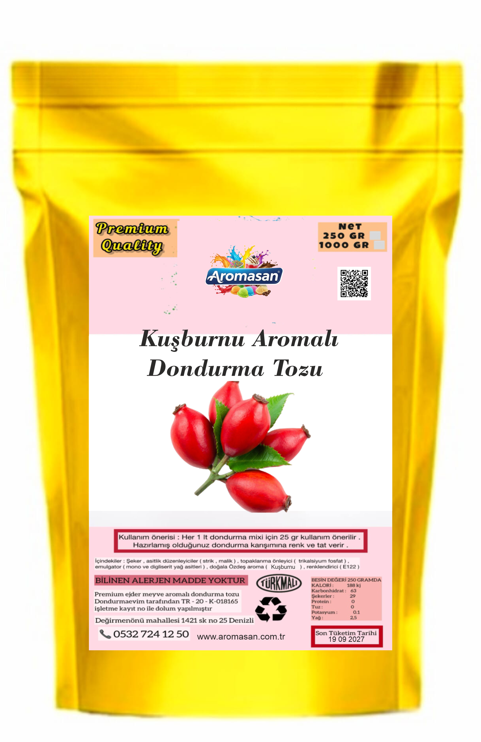 Kuşburnu Aromalı Dondurma Bazı 250 gr ürün görseli