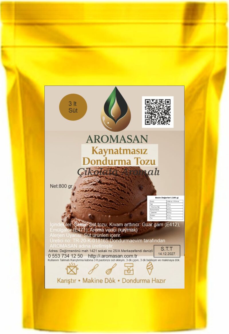 Çikolata Aromalı Kaynatmasız Dondurma Tozu 800 gr – Coffee Naturelle ürün görseli