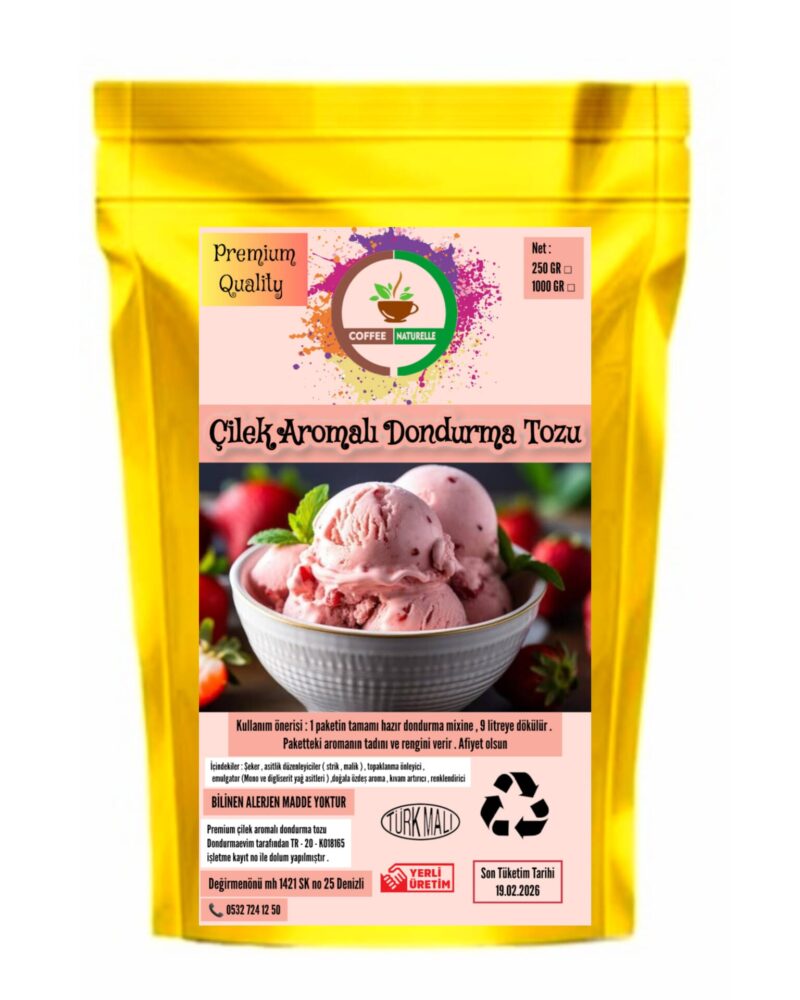 Çilek Aromalı Dondurma ve Pastacılık Tozu 250 gr – Coffee Naturelle ürün görseli