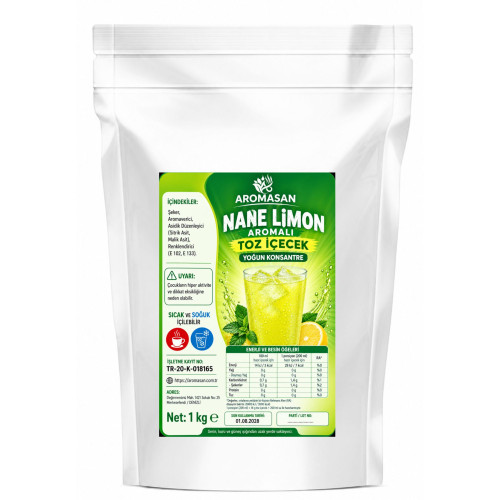 Aromasan Nane Limon Aromalı İçecek Tozu (Oralet) 1 kg ürün görseli